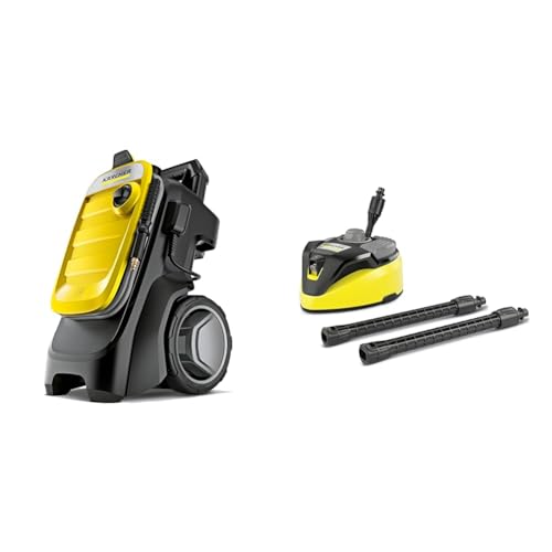 Kärcher Hochdruckreiniger K 7 Compact, Druck & Flächenreiniger T-Racer T 7 Plus (Spritzwasserschutz, für große Flächen, Zwei Flachstrahldüsen, Handgriff für senkrechtes Arbeiten, Powerdüse, Spüldüse)
