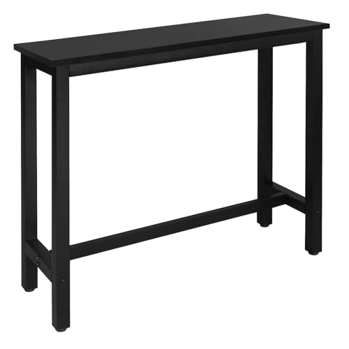 WOLTU 1x Bartisch Bistrotisch Stehtisch Esstisch, Metallgestell, Tischplatte aus MDF, Schwarz, 120x100x40cm(BxHxT)