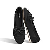 VIVAIA Yanka Women's Flat Shoes, Round Toe Satin Sneakerina Lace-up Ballet Flats, Comfortable Lightweight Fashion Sneakers, Black,US9.5