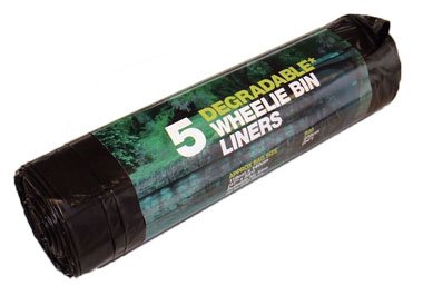 5 Pack Degradable Black Wheelie Bin Liners Environmentally Friendly 240 Litres