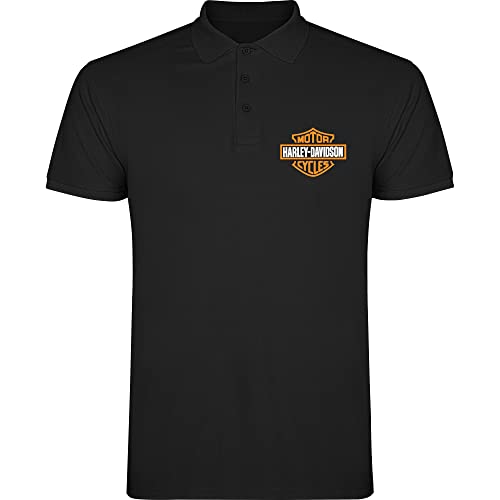 Polo Harley Davidson Logo T-Shirt Noir Homme 100% Coton Tailles S M L XL XXL, Noir , XL