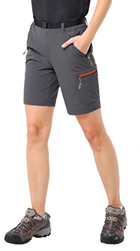 MIER Women's Lightweight Cargo Shorts Outdoor Breathable Stretchy Hiking Shorts, Water Resistant and Quick Dry, Graphite Grey, 8