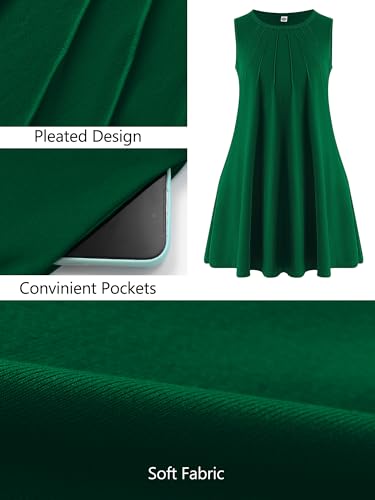 Image of AusLook Plus Size Midi Dress for Women Sleeveless Casual Summer Tank Dress with Pockets A-Line Loose Swing Dress 1-5X