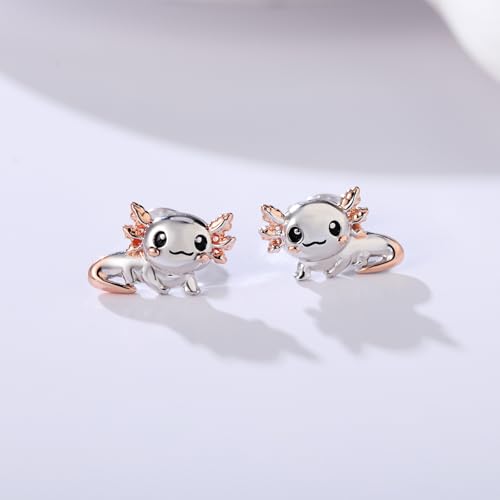925 Sterling Silver Axolotl Earrings Stud Hypoallergenic Cute Axolotl Jewelry Gifts for Women2