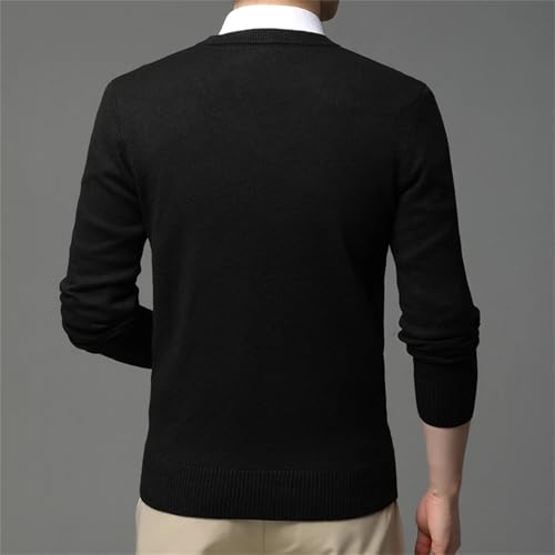 Men'S Autumn and Winter Sweater Pullover Knitted Top Solid Color V-Neck Long-Sleeved Soft Warm Sweater2