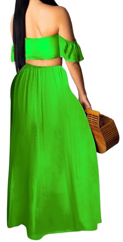 Image of Sexy Two Piece Sets for Women Vacation Elegant Sleeveless Top Long Split Maxi Dress Beach Swimwear