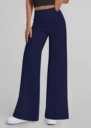 PRETTYGARDEN Women's Wide Leg Palazzo Pants 2025 Dressy Casual Lounge Workout Sweatpants High Waisted Trousers(Navy Blue,Medium)4