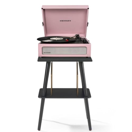 Crosley Voyager Bluetooth Portable Turntable and Entertainment Stand Bundle, Amethyst