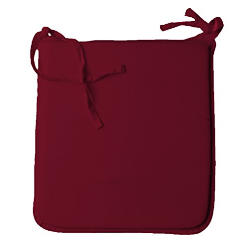 Homefurnishing Seat Pad Zipped Removable Foam Cushion with Ties, Suitable for Garden/Dining Chairs (37 cm X 42 cm, Wine)