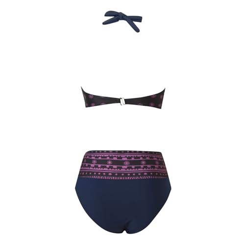 Bikini de cintura alta fruncido con efecto moldeador retro para playa en verde militar 5