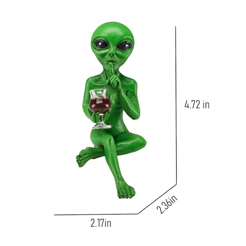 Estatua alien con copa de vino rojo decorativa miniatura 2