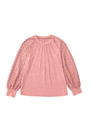 Image of blibean Girls Fall Long Sleeve Shirts Casual Lace Tops Size 6-15 Years
