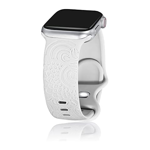 Compatible with Apple Watch Bands 38mm 42mm,Christianity Engraved Soft Silicone Sport Wristbands Cute Rose Fadeless Pattern Replacement Strap for iWatch Series SE 7 6 5 4 3 2 1 for Women Men, Black 38/42mm Cover