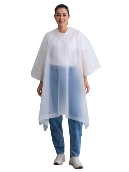 Image of Citizen Eco-Friendly EVA Poncho Raincoat for Men & Women, Lightweight Waterproof Coat with Hood, Adjustable Drawstring, Button Closure Outdoor Rainwear