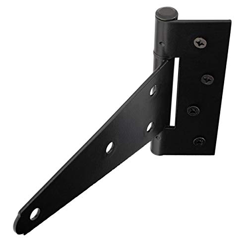Rural365 Triangle Door Hinge 2Pk - Extra Heavy 6 Inch T-Strap Farmhouse Style Door Hinges Matte Black Barn Door Hinges #TOP2