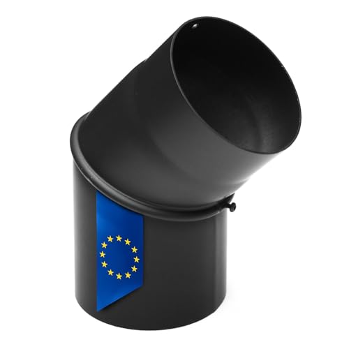 raik Tuyau de fumée - Diamètre : 150 mm - Angle réglable de 0 ° à 45 ° - Noir - Revêtement Senotherm - Sans ouverture de nettoyage - En acier - 2 mm -...