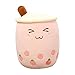 Naisicore Oreiller en Peluche, 24cm Creative Bubble Tea Peluche Pouce d'oreiller, Tasse de thé Coussin d'oreiller Cylindre de Dessin animé étreignant Coussin pour Enfants, Rose