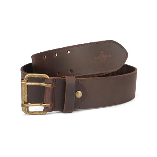 Tourbon Ceinture en cuir véritable pour hommes et femmes, outil de bricolage, atelier, 5,1 cm de large, marron, 136,5 x 6,5 cm