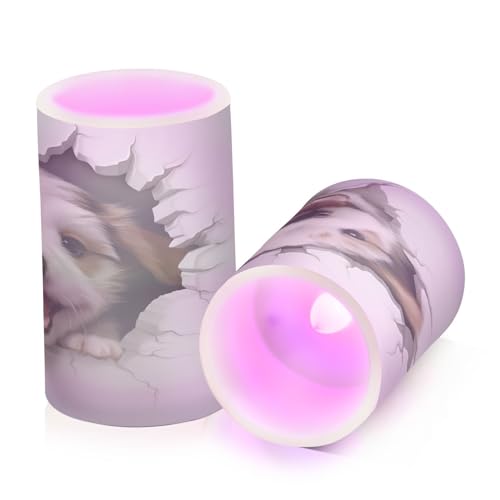 ALAZA Dog (56) Flickering Flameless Candles Battery Operated with Remote Timer,Tea Light Candles LED Pillar Votive Candles Set of 2 for Outdoor Indoor Decorations