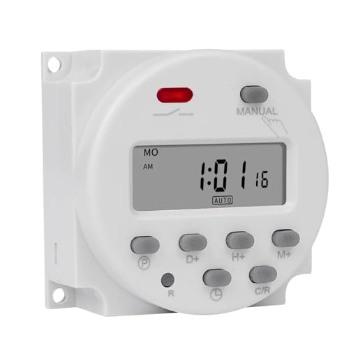 Power Supply 220V Digital 7 Days Programmable Timer Switch Electronic Lighting Daily Time Relay Programmer CN101A 1Pcs(220V Without 4 Wires)