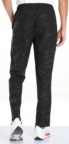 Image of Men's Elastic Waist Hiking Pants Water Resistant Quick-Dry Lightweight Outdoor Sweatpants with Zipper Pockets