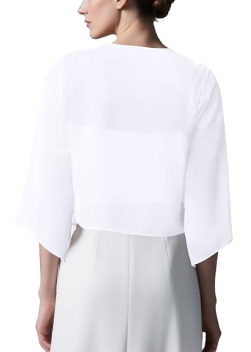 Image of Urban CoCo Women's Chiffon Shrug Cardigan Open Front 3 /4 Sleeve Drape Irregular Hem Bolero Summer Cover Up