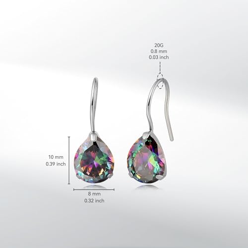 Limerencia Hypoallergenic Pure Titanium Cubic Zirconia Dangle Hoop Earrings, Water drops CZ/Opal Lightweight Drop Earrings for Sensitive Ears Women3