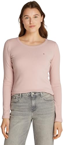 Tommy Hilfiger Damen Langarmshirt Slim Fit Rundhalsausschnitt, Rosa (Foggy Pink), XXS