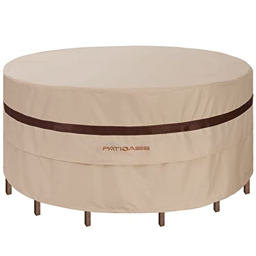 Patio Round Table Chairs Cover 90''Dia Waterproof Dustproof Round Table Covers for Outdoor Furniture Anti-Fading Heavy Duty Patio Furniture Covers