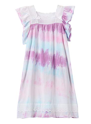 BAIYIXIN Fashion Store Little Girls Short Sleeve Cream Nightgown Robe Sleepwear Dress,White,140CM/fits7-8 Years