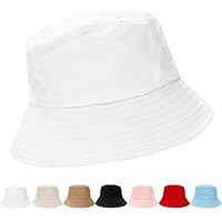 NPQQUAN Chapéus bucket para homens e mulheres chapéus de sol dobráveis embaláveis para mulheres boné de viagem de praia, Branco puro, Tamanho Único