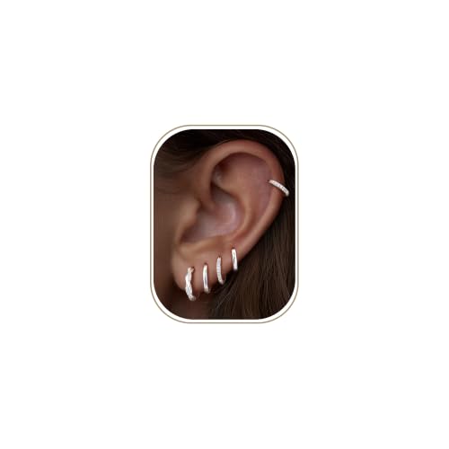 Turandoss 5 Pairs Hypoallergenic Silver Hoop Earrings Set for Women Trendy - image 1
