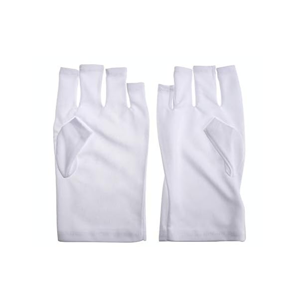 VOLLUCK 1 Pairs Anti-UV Shield Glove, UPF50+ Fingerless UV Protection Glove for UV and LED Manicure Lamps Dryer Nail Art Skin Care Glove (White)