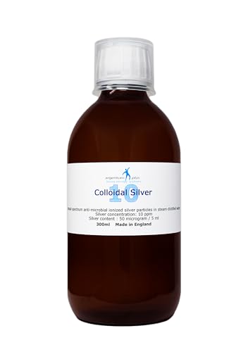 argentum plus – Plata Coloidal 10 ppm - 300 ml - líquido transparente con tapa de dosis de 15 ml