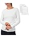 Basic Treasure 2-Pack Langarmshirts für Damen Weiß, Longsleeve Damen Baumwolle 95%, Langarmshirt Damen Baumwolle, Basic Langarmshirt Damen L Damen Lang günstig Kaufen-Basic Treasure 2-Pack Langarmshirts für Damen Weiß, Longsleeve Damen Baumwolle 95%, Langarmshirt Damen Baumwolle, Basic Langarmshirt Damen L