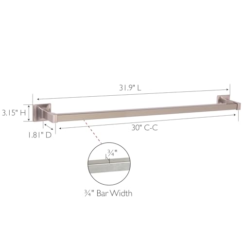 Image of Design House 539155 Millbridge Classic Towel Bar for Bathroom Bedroom Closet or Kitchen, 30 inch, Satin Nickel