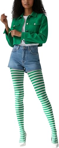 Image of ToBeInStyle Women's Thin Horizontal Stripe Opaque Tights Pantyhose - Regular or Plus