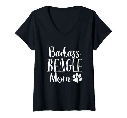 Mujer BadAss Beagle mom Funny Dog - Regalo para mujer Camiseta Cuello V