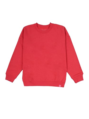 Image of KiddoPanti Boys Solid Round Neck Full Sleeve Fleece Sweatshirt | 60% Cotton 40% Polyester | Soft Warm Winter Pullover | Ribbed Cuffs & Hem | Casual Winter Sweatshirt for Kids