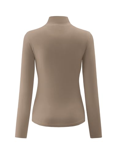 Image of Kindcall Womens Slim Fitted Mock Turtleneck Tops Long Sleeve Lightweight Base Layer Shirts