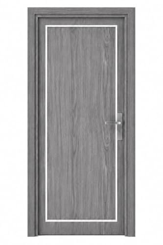 Image of PVC Door with Frame, 30 mm Thick, 27 x 81 Inches (2.25 x 6.75 ft), Grey Color, Waterproof, Termite Resistant, 550 Density, 12 kg