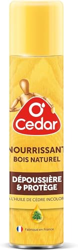 O'Cedar - Nettoyant Nourrissant Bois - Incolore - Parquets et Meubles - Dépoussiérant - Parquets et Meubles - Parfum Huile De Cèdre Naturel - Fabriqué En France - Aérosol 250mL