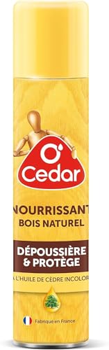 O'Cedar - Nettoyant Nourrisant Bois - Dépoussièrant - Elimine Les Poussières, Saletés Et Fait Briller - Parquets - Antibactérien - Parfum Huile De Cèdre Naturel - Fabriqué En France - Aérosol 250mL