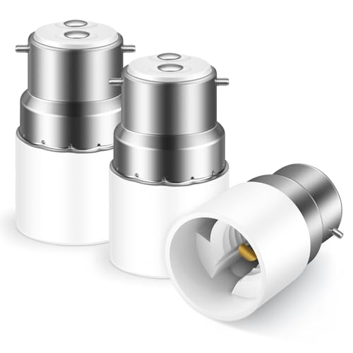 Liuyife Adaptateur Douille B22 en E14, Convertisseur E14 vers B22, Baïonnette vers Adapter de Douille pour Lampes à Incandescence, Halogènes, CFL et LED, 3 Pièces