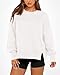 BTFBM Women's Casual Crewneck Sweatshirts 2026 Spring Fall Clothes Long Sleeve Side Slit Workout Fleece Pullover Tops(White, Medium)