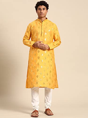 Image of Rajubhai Hargovindas Men's Jacquard Work Kurta Set