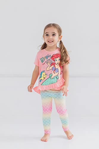 Image of Disney Princess Girls' 2-Piece T-Shirt and Leggings Set Toddler to Big Kid | 2-Piece Coordinated Set, Elastic Waistband Leggings, Breathable Cotton Fabric