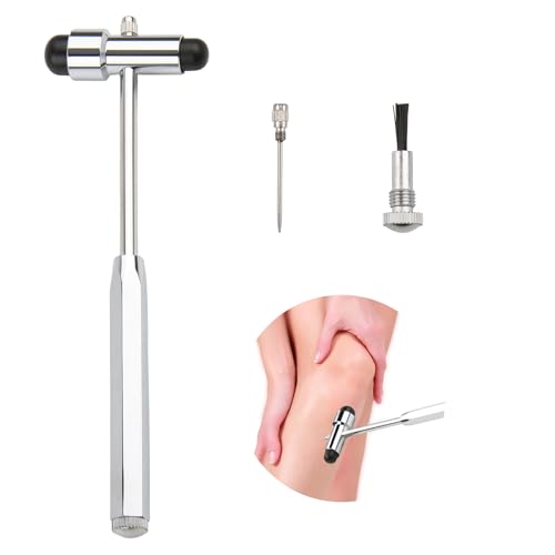 Martillo Neurológico con Pincel y Aguja, Herramienta de Diagnóstico Muscular y Neurología, Diseño de Doble Cabeza, Mango Ergonómico, Plástico ABS de Alta Calidad, Negro