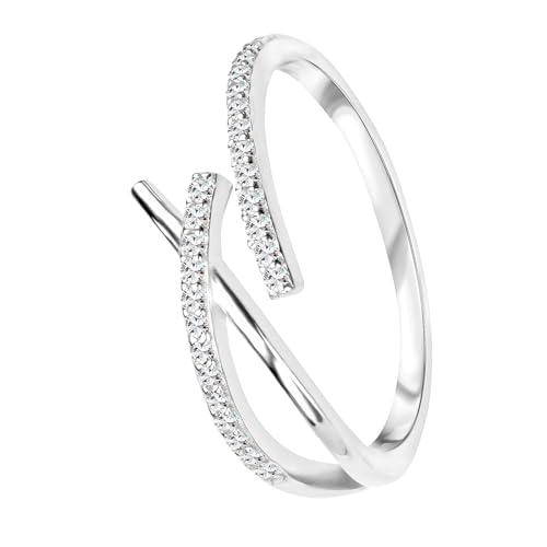 Real 925 Sterling Silver Eternity Rings for Women Hypoallergenic Adjustable Crisscross Band Ring Engagement & Wedding Promise Ring Genuine Sterling Silver Jewelry,Birthday Gift for Wife Daughter