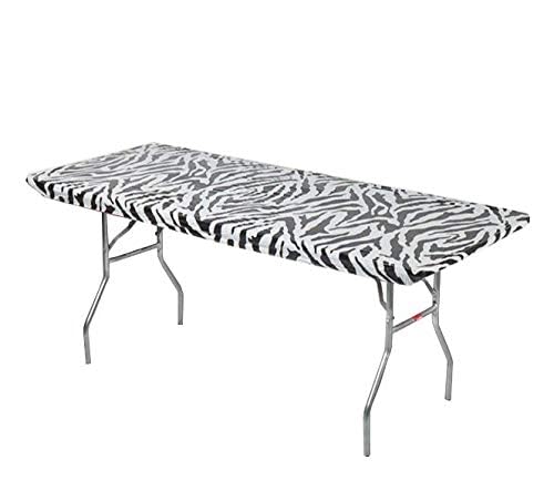 Image of Kwik-Covers 6' Rectangle Plastic Table Covers 30 inch x 72 inch, Bundle of 5 (Zebra)